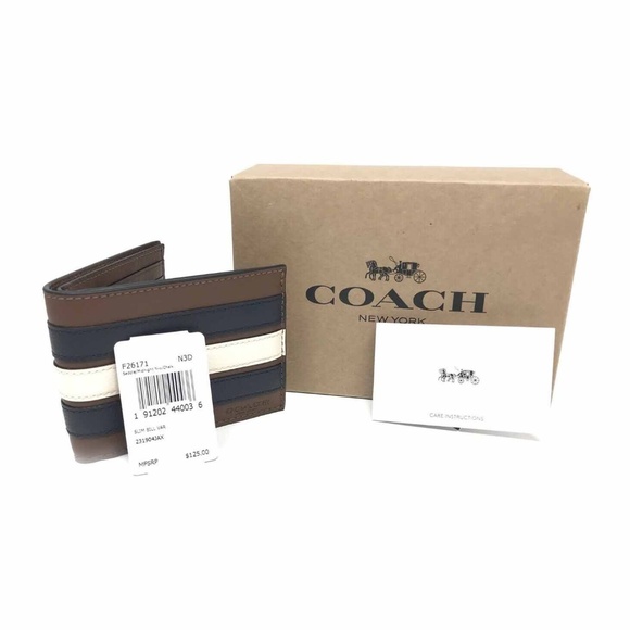 Coach Men’s Slim Billfold Saddle Leather Wallet - Picture 2 of 5